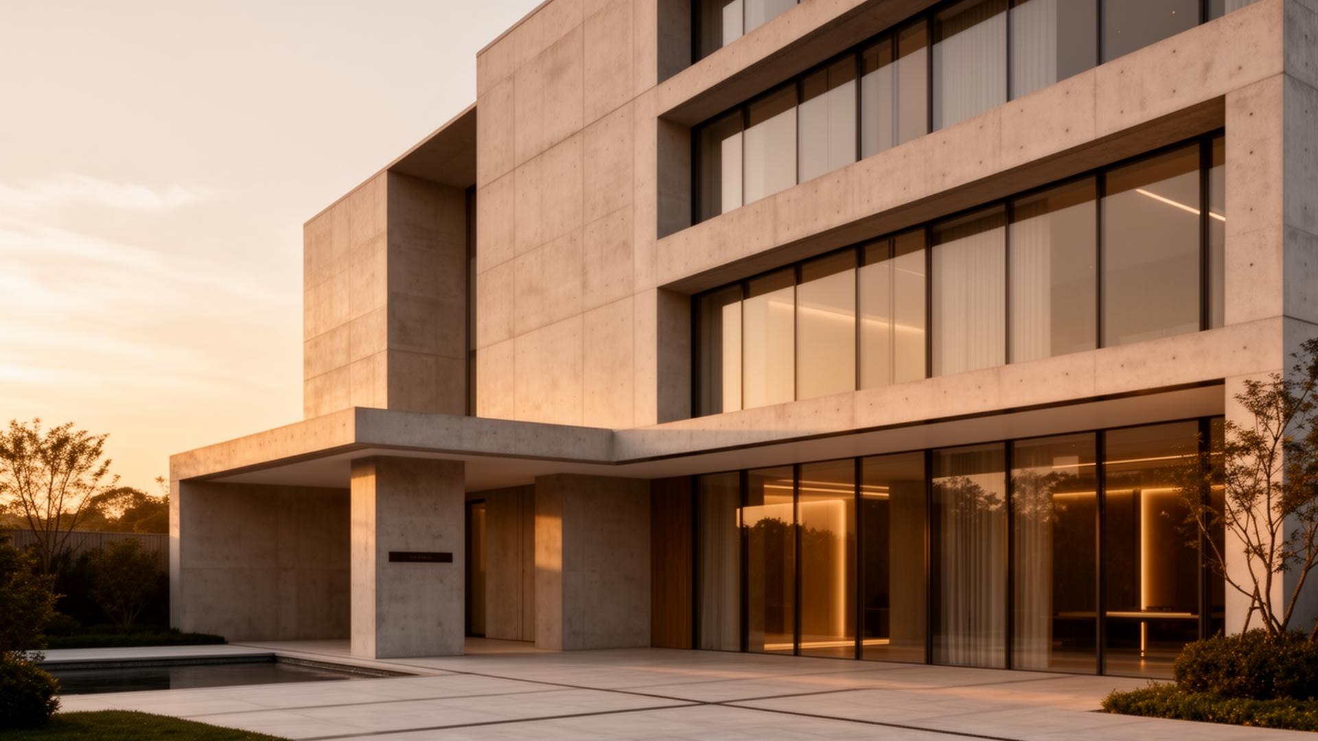 Residenza contemporanea in Svizzera, facciata vetro e cemento con vista aperta